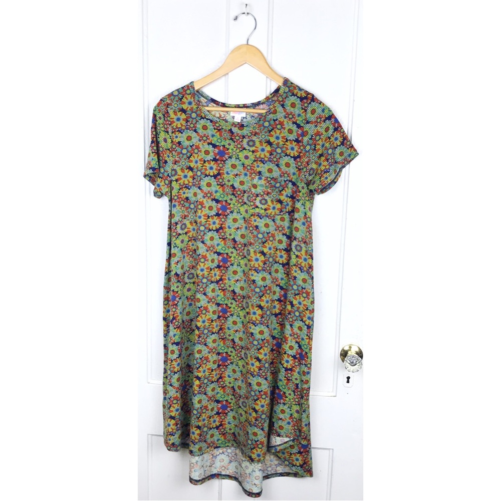 Lularoe : size S : ‘simply comfortable’ colorful floral summer hippie maxi dress